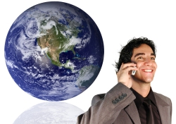 man behind globe from EWC VoIP Provider