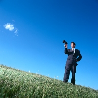 megaphone man showing voice over ip